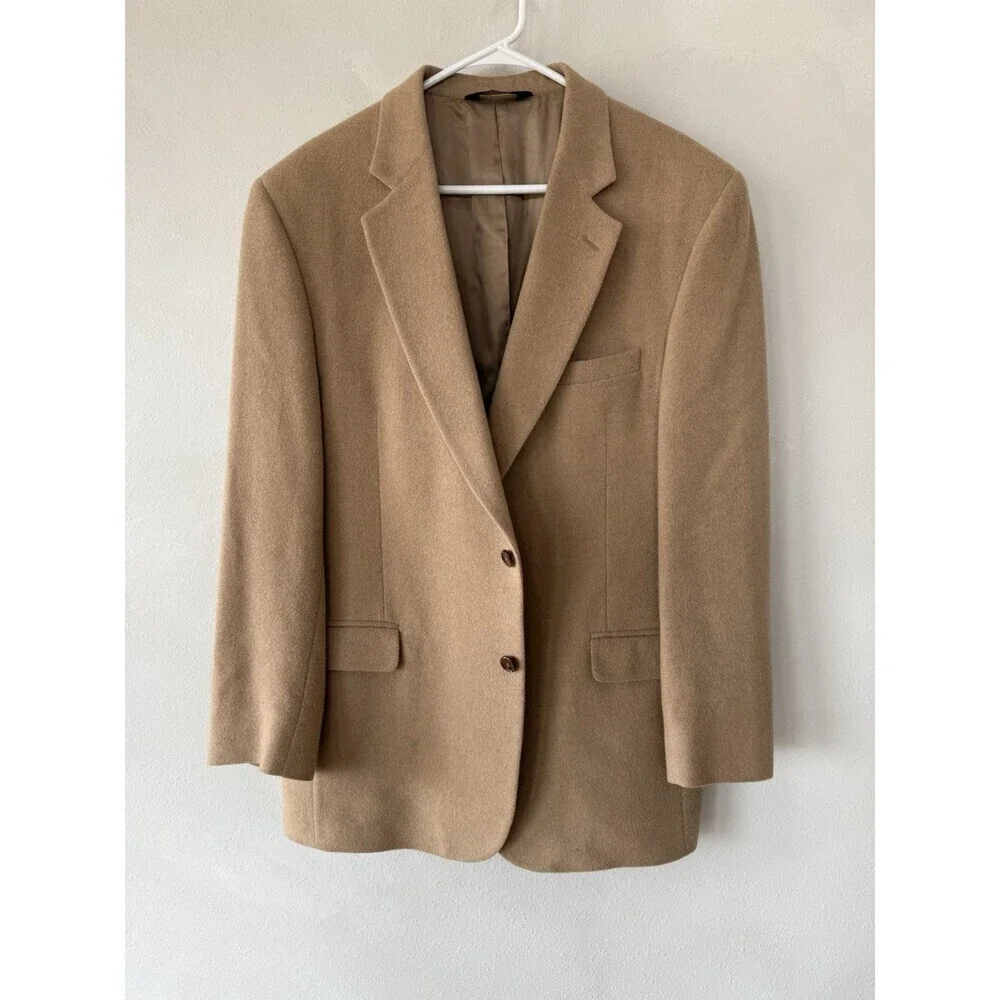 Jos. A Bank Men’s 44 Long Lg 100% Camel Hair Beige Blazer Tan Jacket Button Up